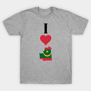 I Heart Mauritania Vertical I Love Mauritanian National Flag Map T-Shirt